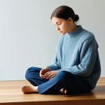 A young adult, fully clothed in a modest, contemporary sweater and trousers, sitting reflectively at a simple wooden table in a well-lit, minimalist room. Their gaze is slightly distant, conveying a moment of quiet introspection and vulnerability. The setting is clean and uncluttered, suggesting a peaceful but perhaps somewhat lonely atmosphere. The overall mood is calm and contemplative. perfect anatomy, correct proportions, natural pose, well-formed hands, proper finger count, natural body proportions, high-quality professional photography, appropriate attire, safe for work, appropriate content, family-friendly.